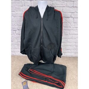 VTG Jordan Craig Black Red Stitch‎ Tracksuit Full Zip Hoodie and Pants 2XL NEW